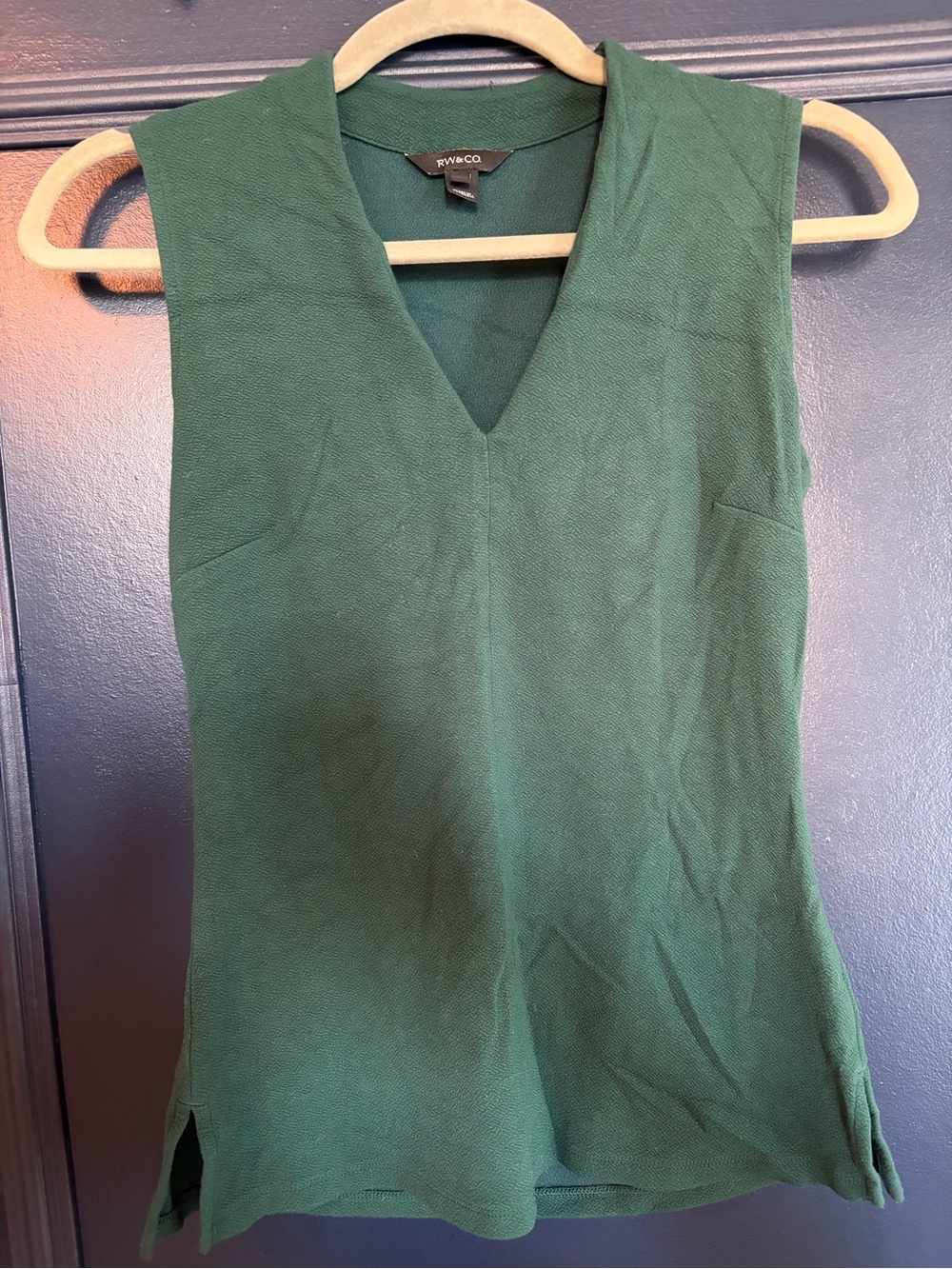 RW&CO. Teal Textured Knit Sleeveless V-Neck Top XS